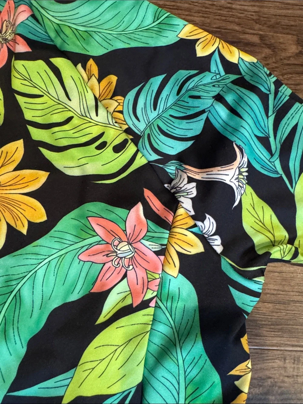 Hurley Black Tropical Floral Long Sleeve Swimsuit